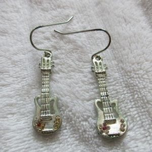 Electric Guitar Earrings with Flower